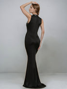 Elegant Black Maxi Gown - Sequin Mermaid with Slit