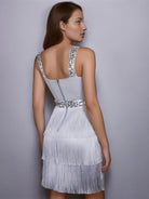 Colorblock Party Dress - Sequin Fringe Slip