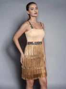 Party Dress - Colorblock, Sequin, Fringe, Slip Style