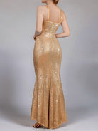 Champagne Gown - Mermaid Sequin Cutout Slip