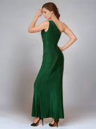 Mermaid Green Sequin One-Shoulder High-Waist Colorblock Gown