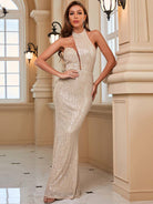 Halter Asymmetrical Sequin Mermaid Dress