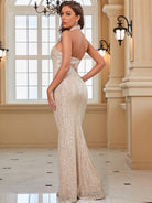 Asymmetrical Mermaid Dress - Halter Sequin