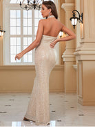 Elegant Asymmetrical Sequin Mermaid Dress with Halter Neck