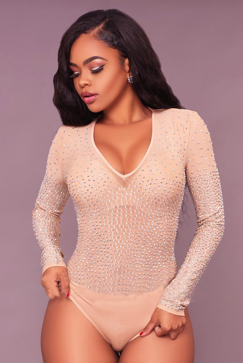 White Sheer Rhinestone Mesh Shirt