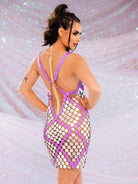 Sparkling Purple Silver Sequin Dress