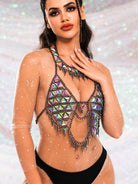 metallic chain glitter bra top