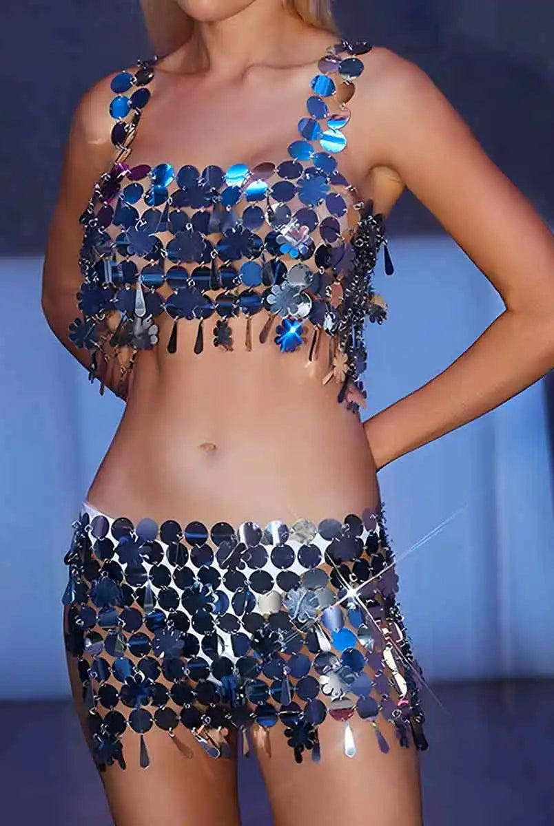 Sequin Top And Skirt Set