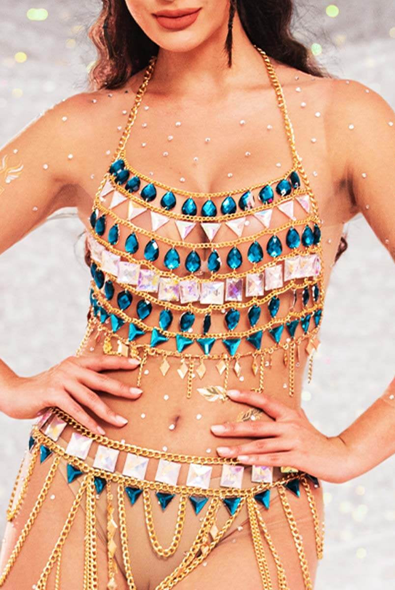 rhinestone top and skirt set