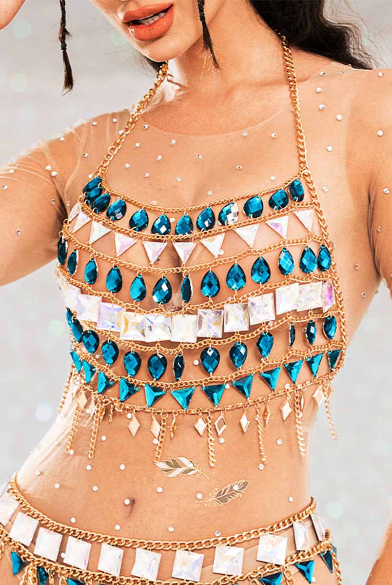 Rhinestone Crystal Top & Skirt Set