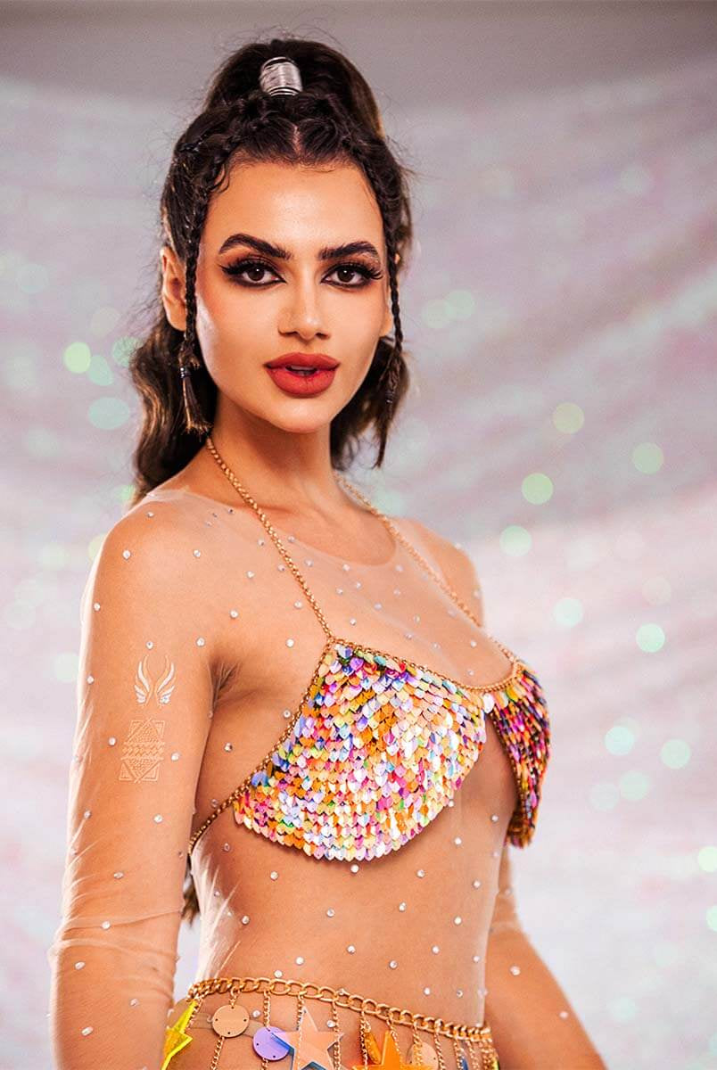 metal chain bra
