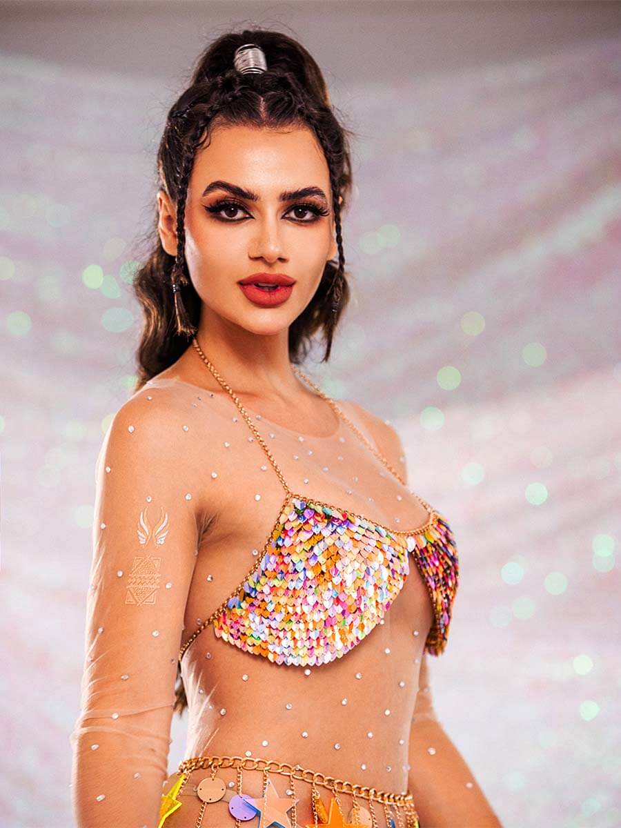 metal chain bra