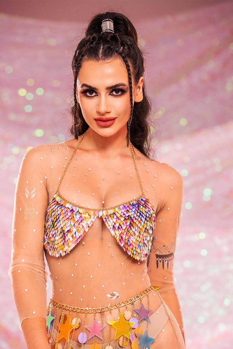 Multicolor sequin bra