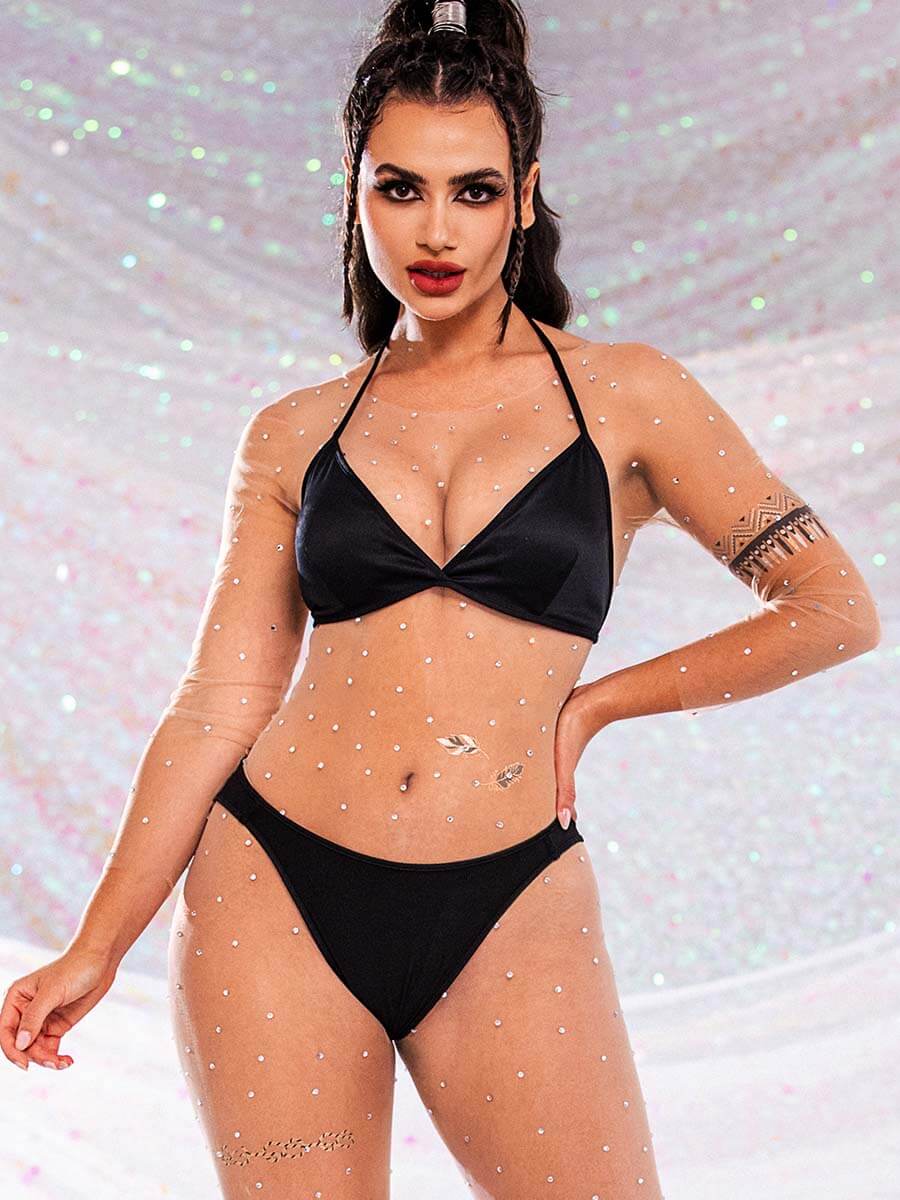 nude crystal jumpsuit