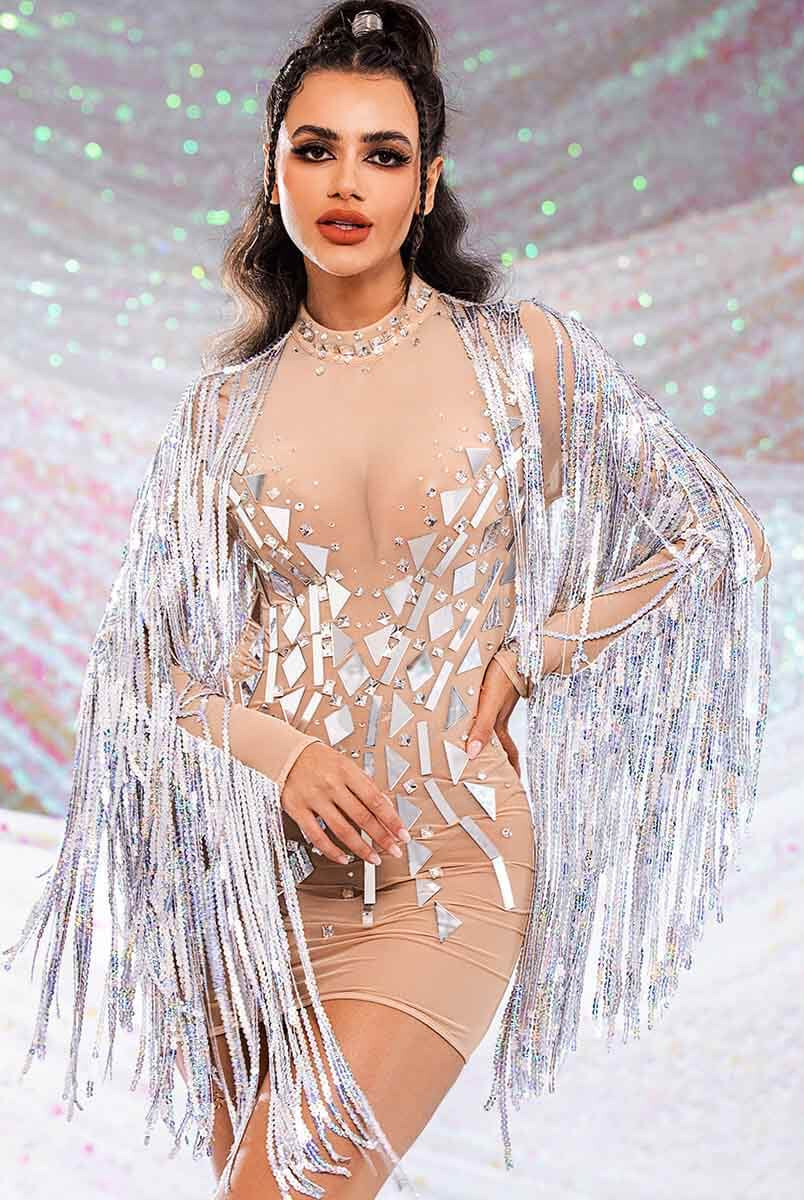 Mirror Dress With Rhinestones