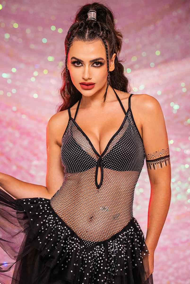 rhinestone black dress