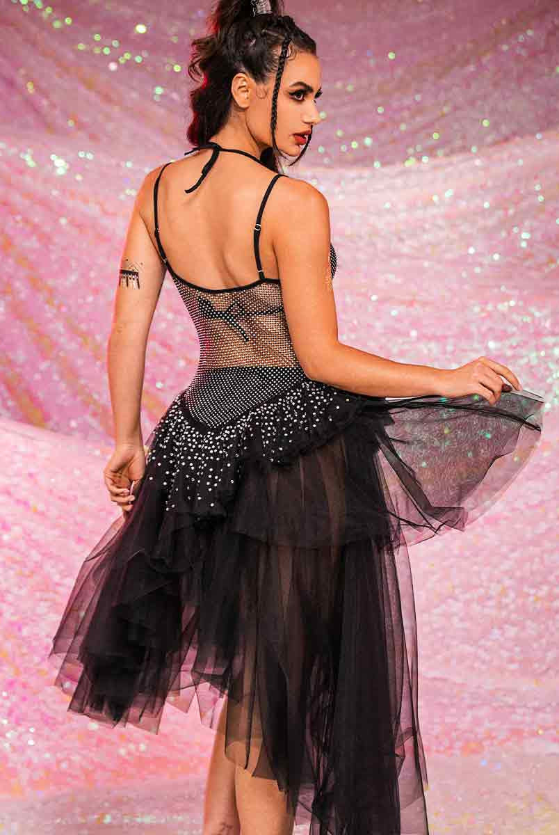 Rhinestone Mesh Tulle Dress