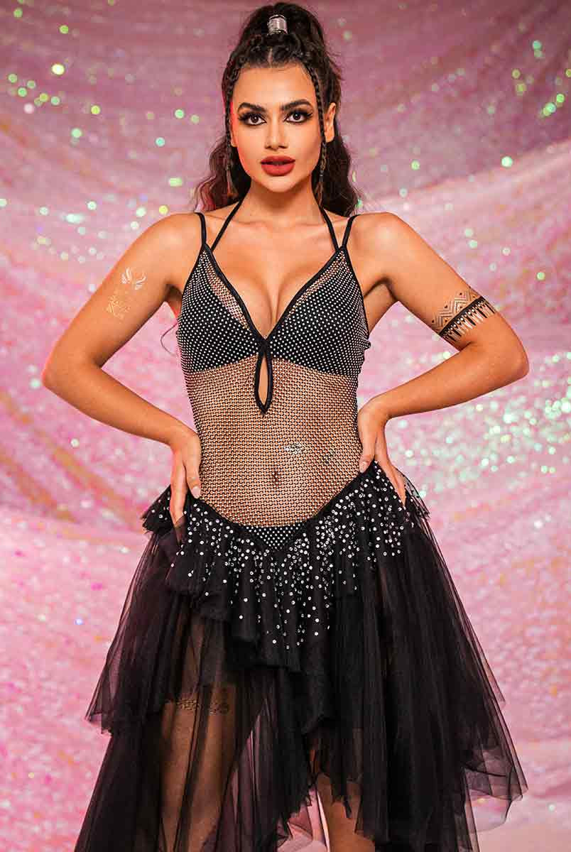 Mesh Patchwork Tulle Dress