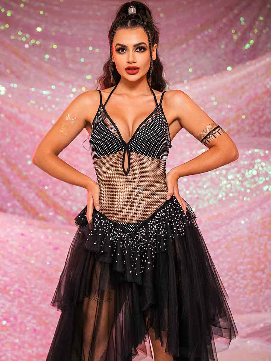 Mesh Patchwork Tulle Dress