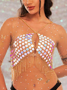 Metallic Chain Fringe Sparkly Top