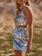 Silver Sequin Set - Sequin Two Piece Skirt Set
