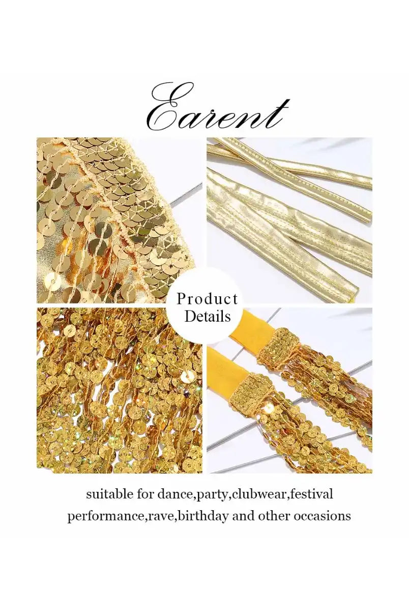 Gold sequin tassel two-piece detail