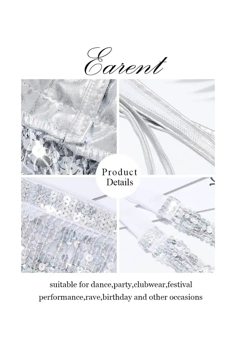 silver sequin tassel two-piece detail