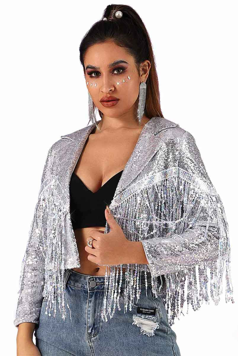 glitter tassel jacket