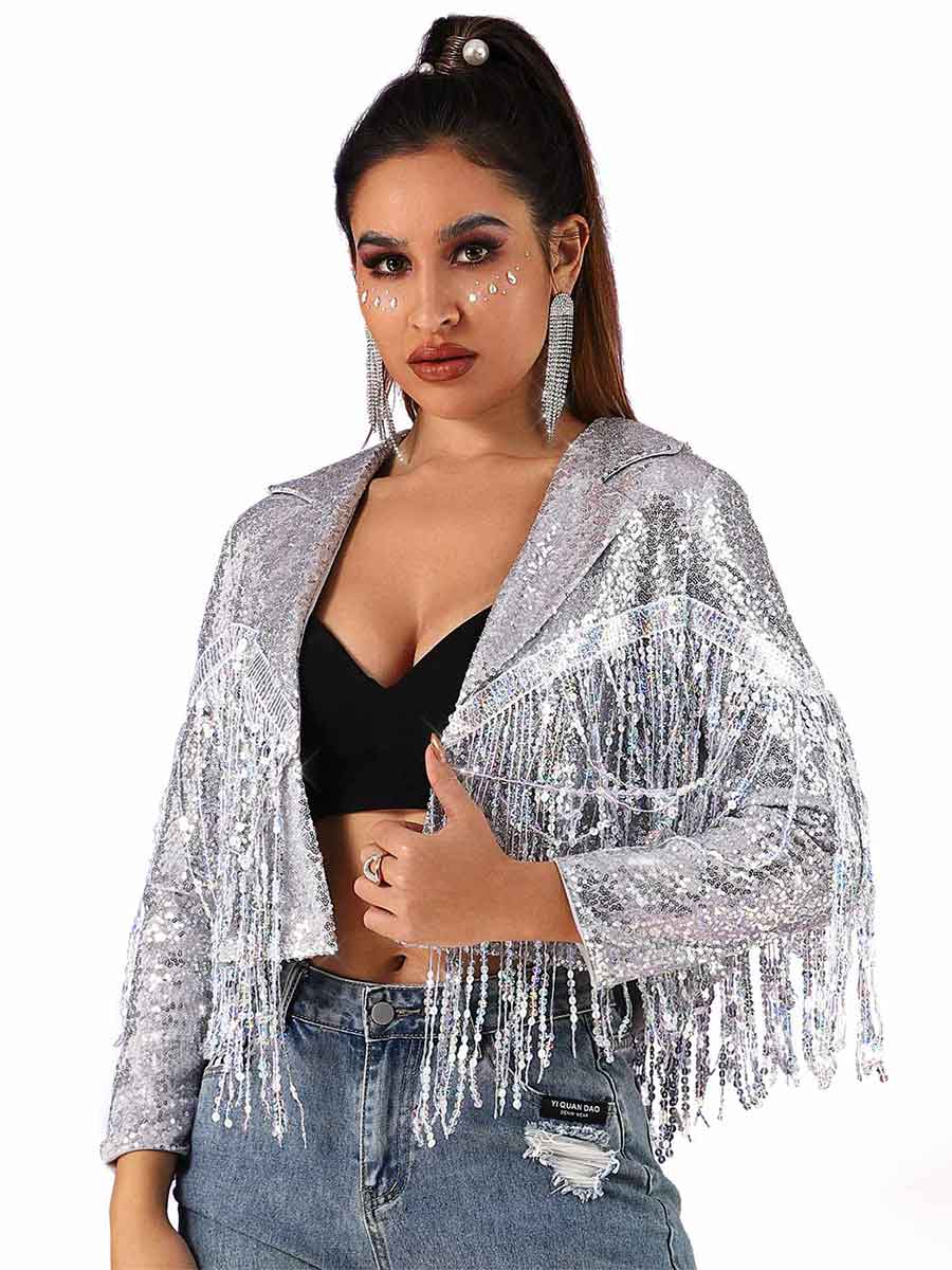 glitter tassel jacket