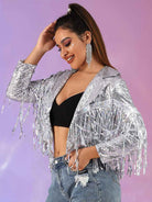 silver bomber jacket womens
