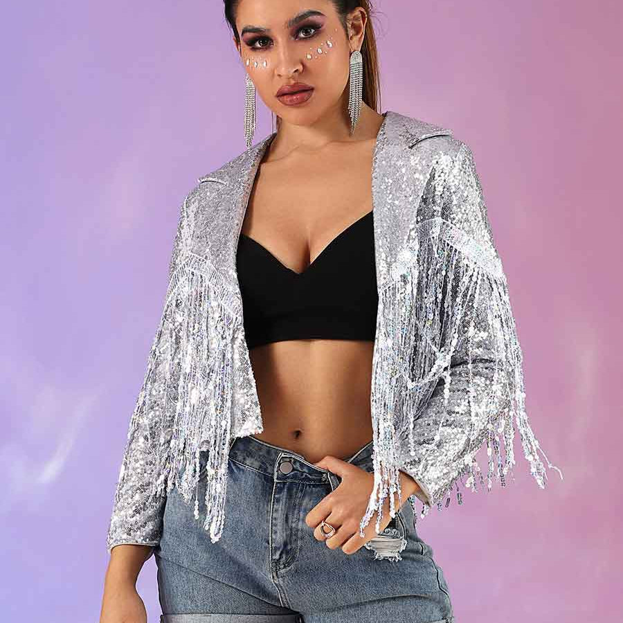 Glitter Tassel Blazer