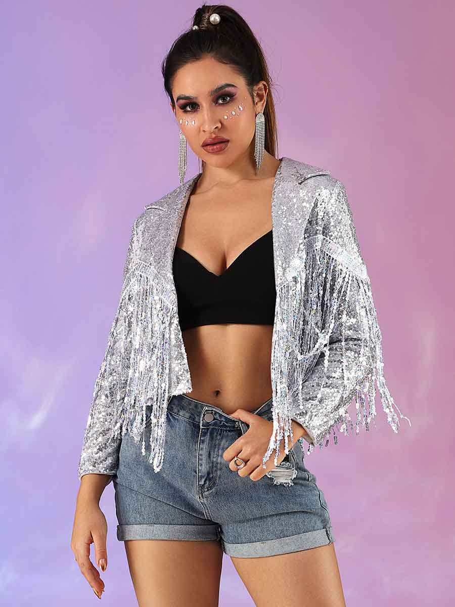 Glitter Tassel Blazer