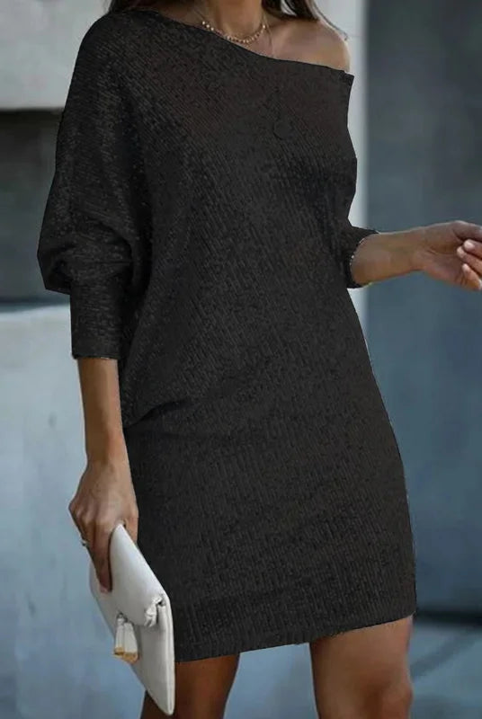 Black Sequin T-Shirt Dress