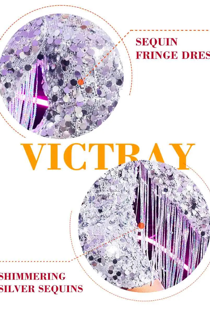 silver fringe dress