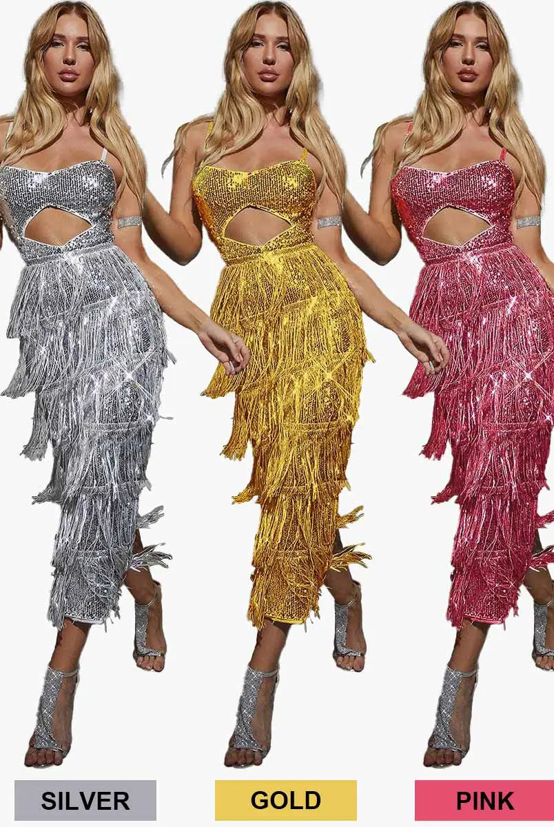 Sparkly Fringe Midi Dress