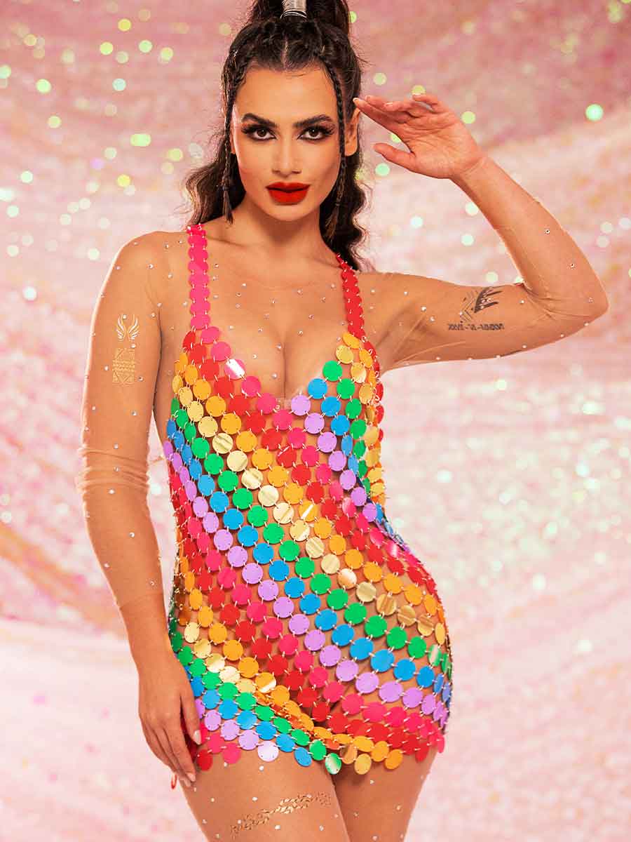 rainbow chain dress