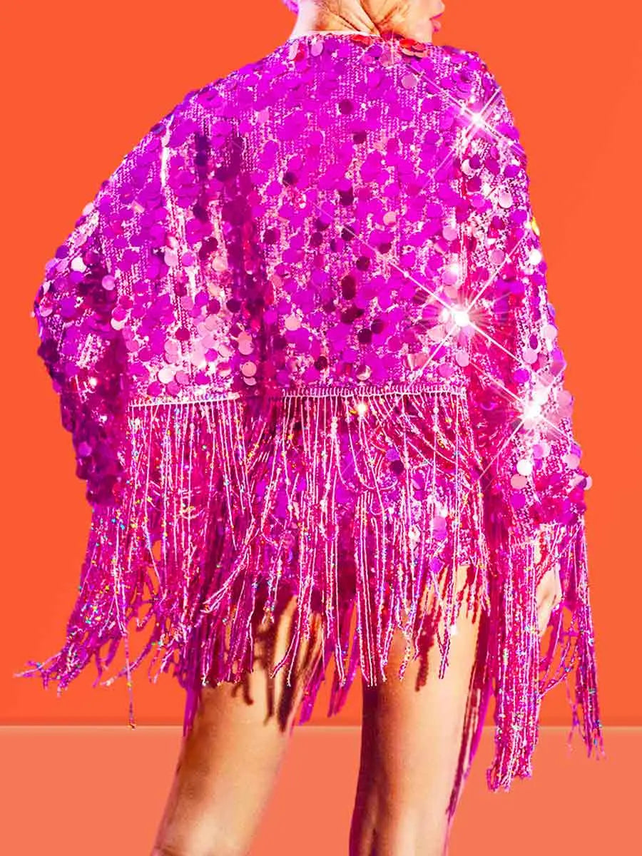 Pink Sequin Fringe Jacket