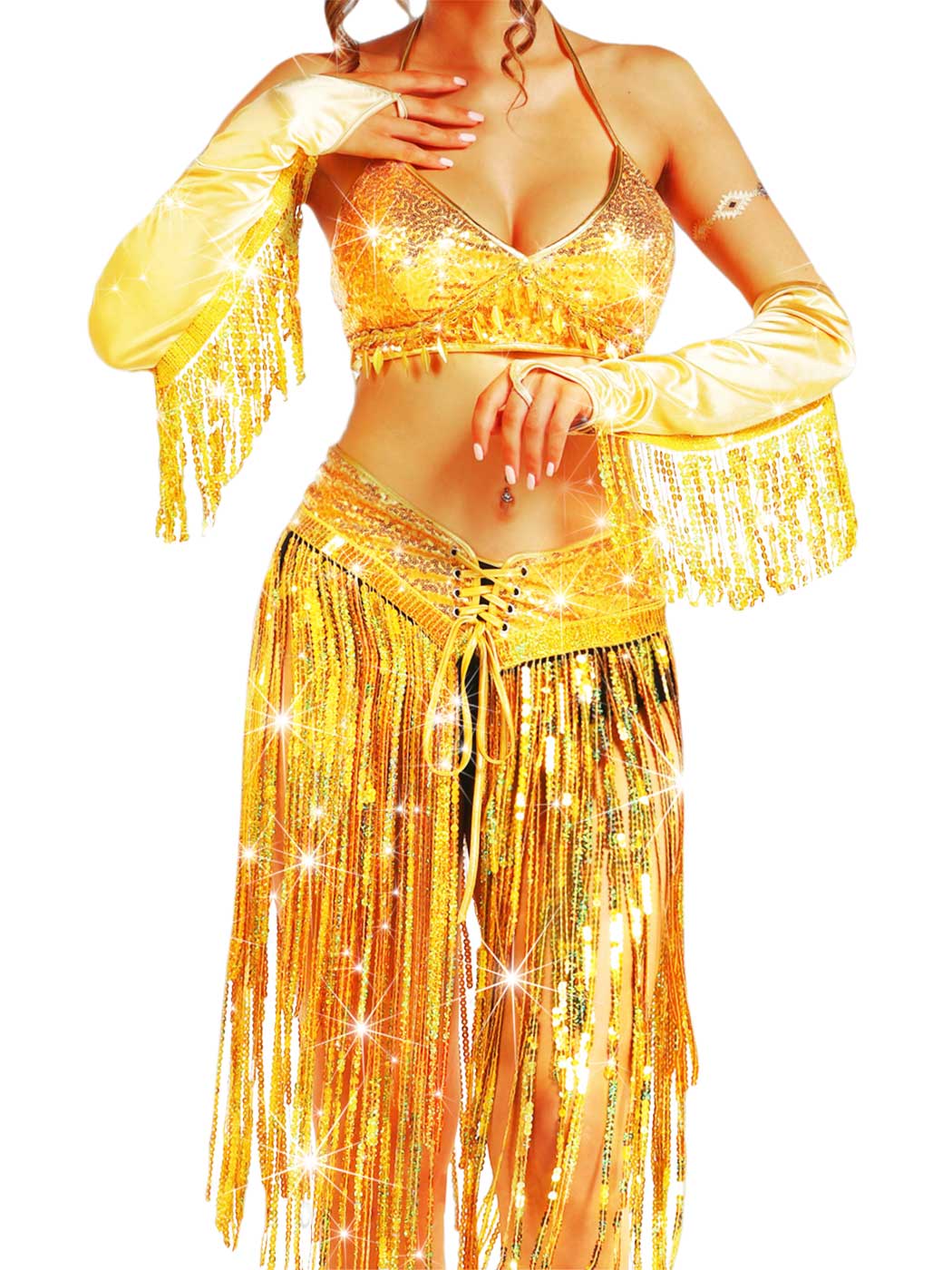 Gold Sequin Fringe Set