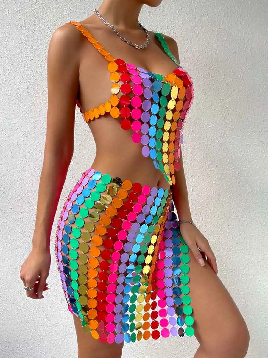 Rainbow Sequin Two Piece Set