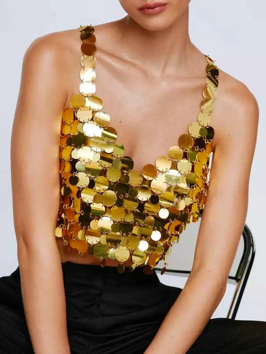 Gold Sequin Bra Top