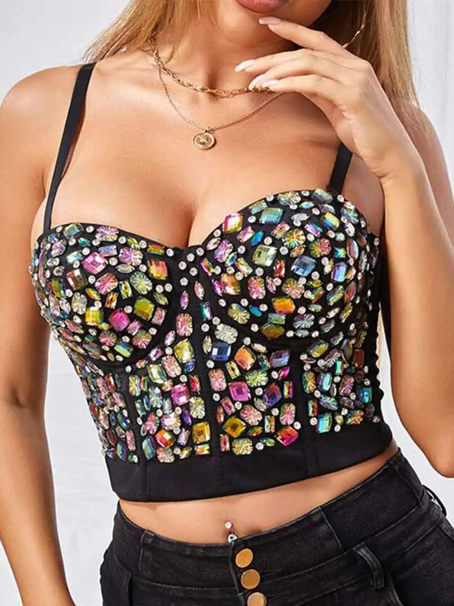 Rainbow Crystal Bra Top for Festivals