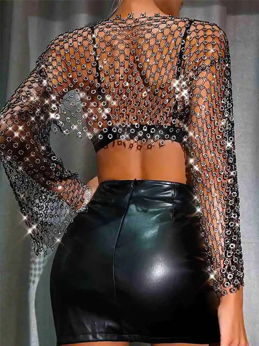 fishnet rhinestone top