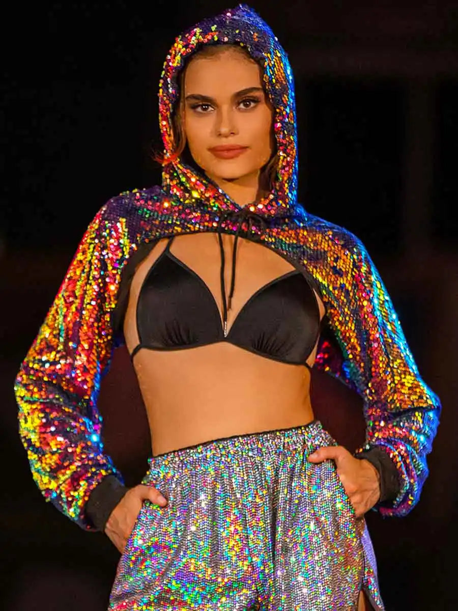 Red Sequin Shirt - Stylish sequin hoodie