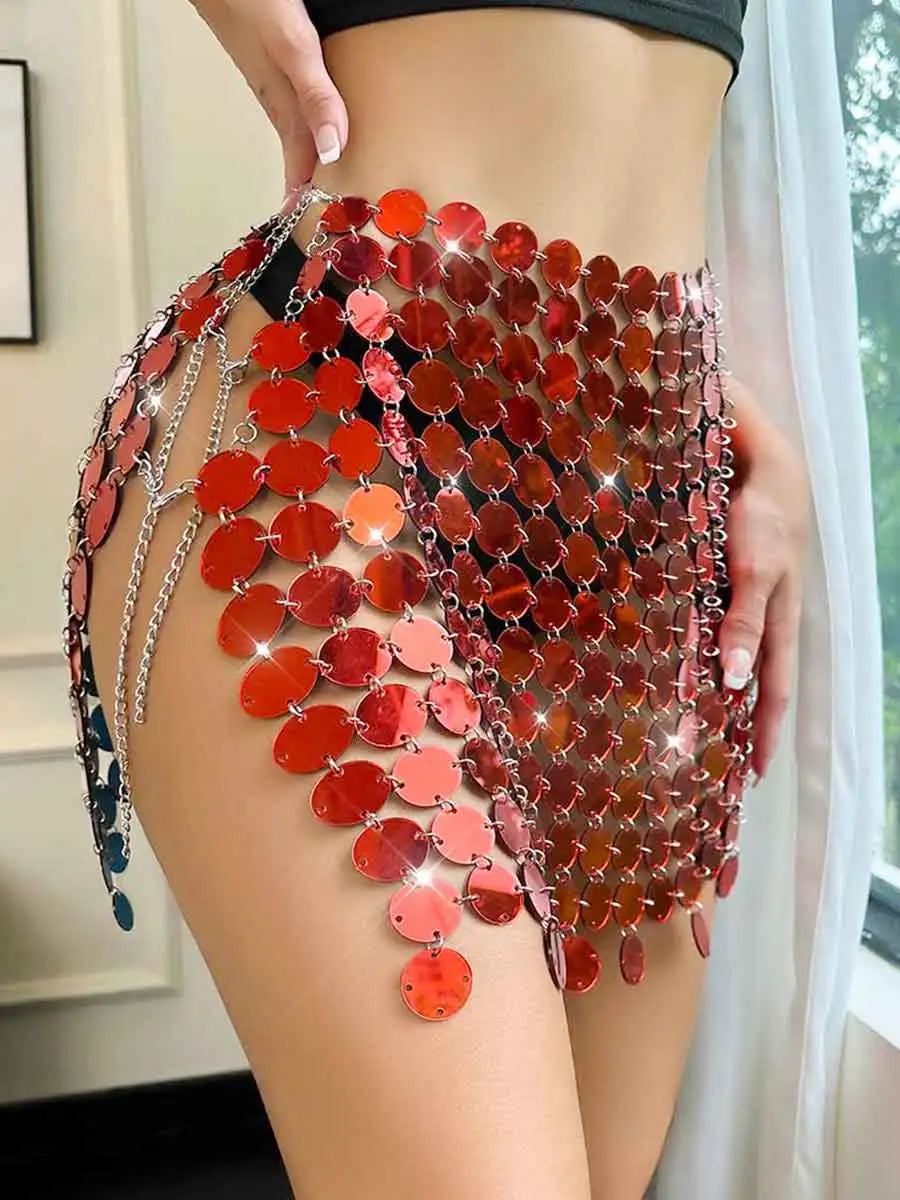 Disco Red Sequin Skirt