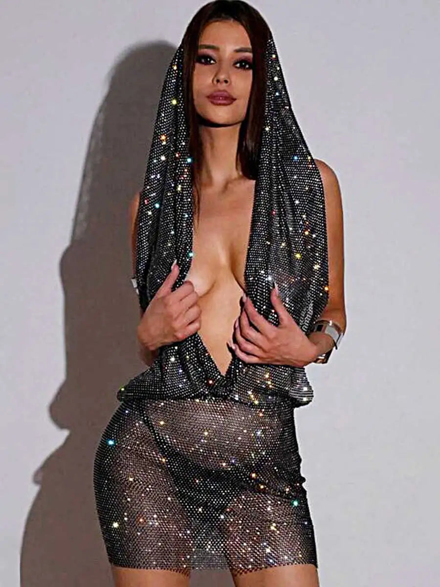 rhinestone cover up dress
