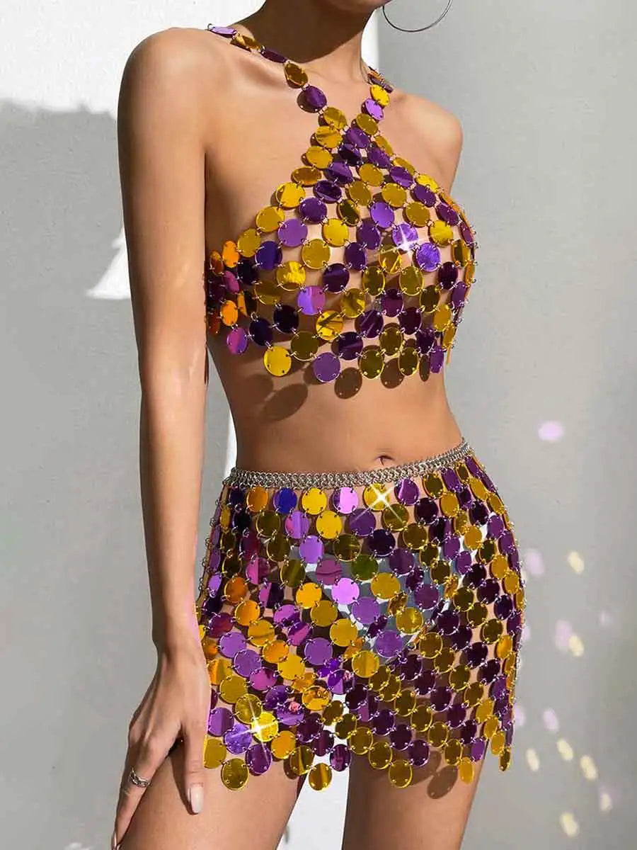 Purple & Gold Sequin Set