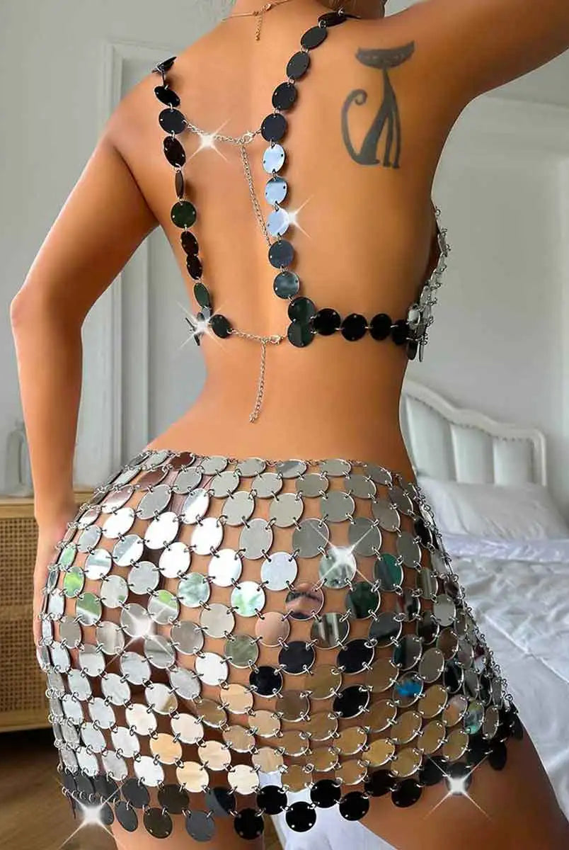 Silver Sequin Skirt Set - Disco Slow Rock Exclusive