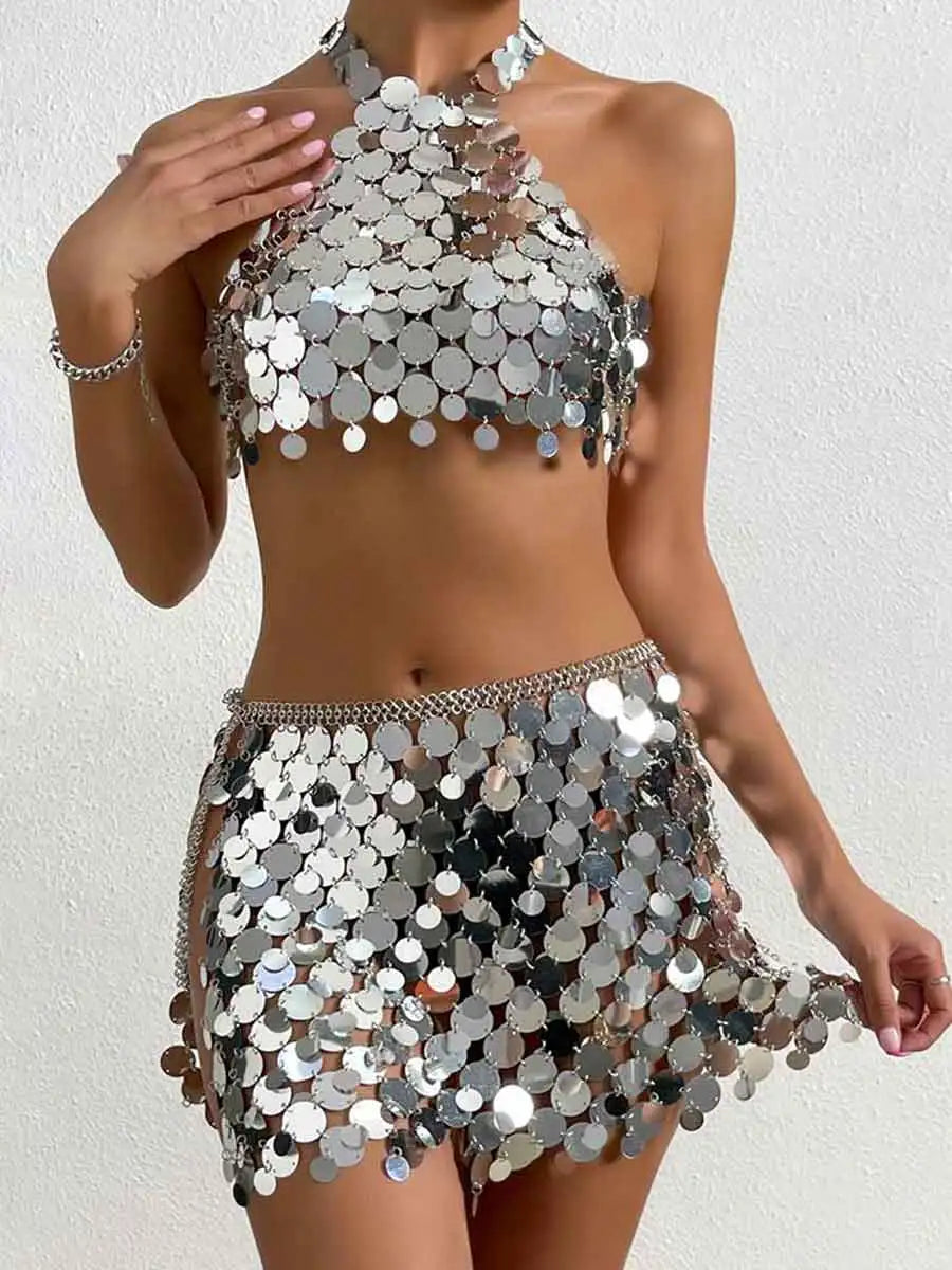 Silver Sequin Party Outfit