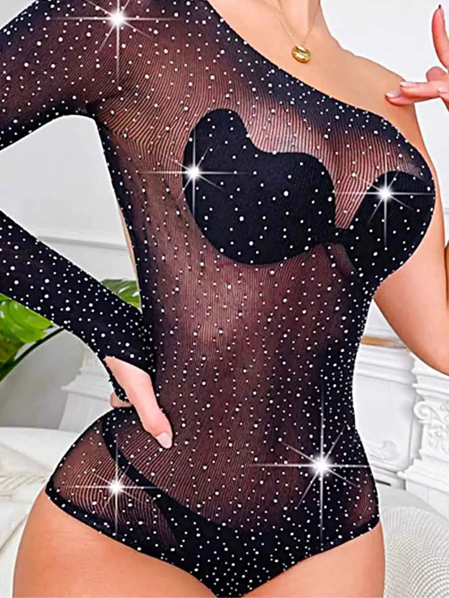 Rhinestone Mesh Bodysuit