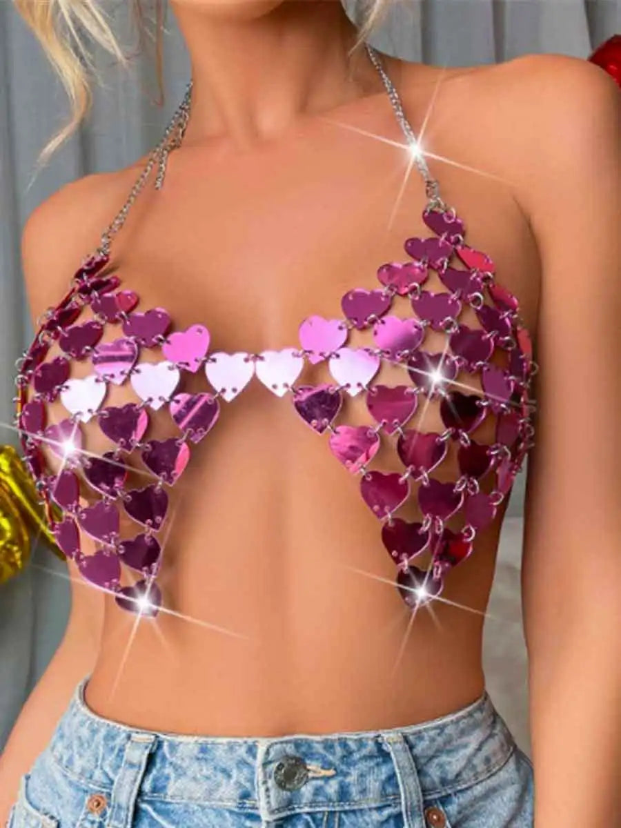 Rose red sparkly bra
